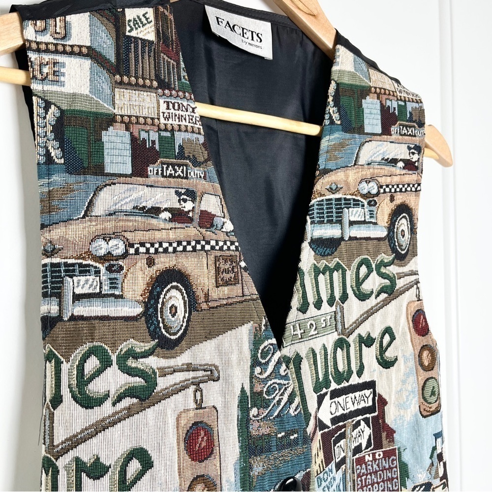 Vintage Facets by Mirrors City Street Life Tapestry Adjustable Vest - Size Large - Picture 6 of 16
